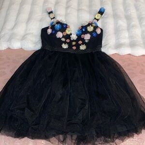 Cute floral embellished tulle mini dress 🩵